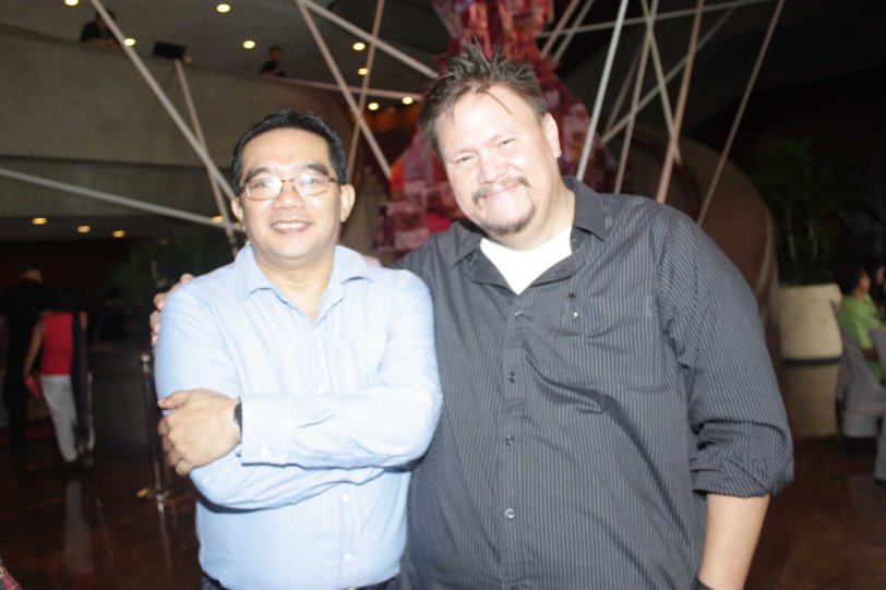 Theater stars from left: Dennis Marasigan (1st KO SI 3rd) and Richard S Cunanan Repertory Phil and ROGUE Magazine. Cinemalaya X running from August 1-10, 2014 in CCP will have satellite venues: Greenbelt, Alabang Town Center, Trinoma and Fairview Terraces. Photo by Jude Bautista.