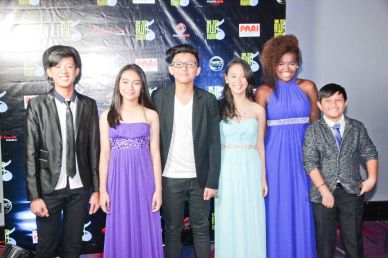 The Voice Kids, Philippines From right: Ton Ton Cabiles, Grace Alade, Angelique Trinidad, Zack Tabudlo, Allina Malaiba and Rommel Bautista. The 27th Awit Awards was held at the Newport Performing Arts Theater, Resort’s World Manila last December 12, 2014. Photo by Jude Bautista 