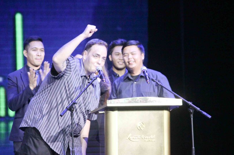 Eric Perlas & Macoy Manuel earned Best Engineered Recording. The 27th Awit Awards was held at the Newport Performing Arts Theater, Resort’s World Manila last December 12, 2014. Photo by Jude Bautista 