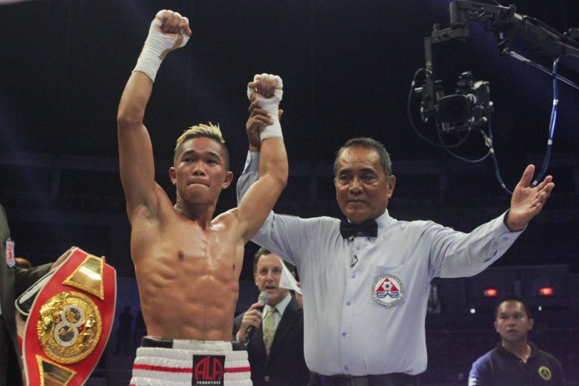 Prince Albert Pagara successfully defends his IBF Intercontinental Jr Featherweight Belt. PINOY PRIDE 30 D-Day was held at the SMART Araneta Coliseum last March 28, 2015. Photo by Jude Bautista