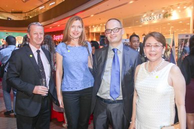 from right: Shangri La Plaza GM & EVP Lala Fojas, EU Delegation First Sec Jerome Riviere, French Counselor for Political Affairs Christine Carole and Swiss Counselor and Deputy Head of Mission Raoul Imbach. Watch PUPPYLOVE and many European films for free in Cine Europa 18 at Shang Cineplex, Shangri La Plaza Mall from September 10-20, 2015. Photo by Jude Bautista