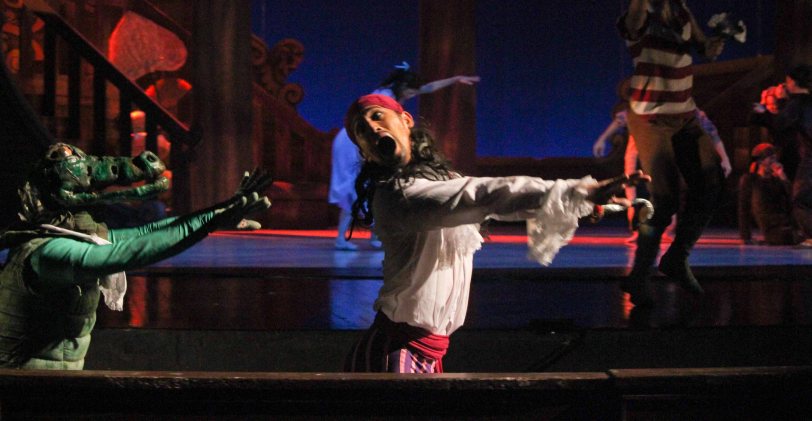 Garry Corpuz (Captain Hook) is chased by Jimmy Mateo (Crocodile). Ballet Philippines’ Peter Pan runs from December 4-13, 2015 at the Tanghalang Nicanor Abelardo of the CCP. Photo by Jude Bautista