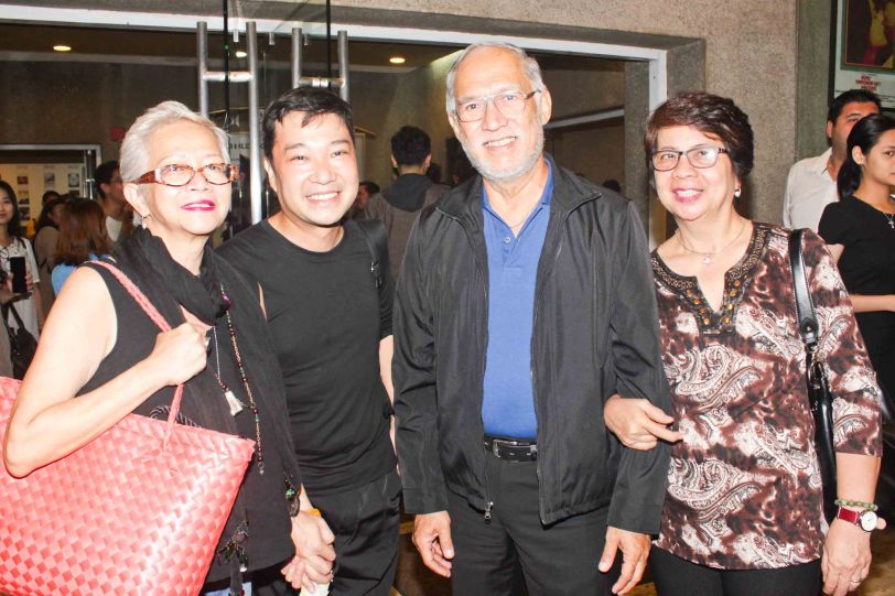 from left: Choreographer/ Writer Edna Vida Froilan, Mabining Mandirigma Costume Designer James Reyes and friends. Photo is from Tanghalang Pilipino’s MABINING MANDIRIGMA premiere last July 5, 2015 at the CCP’s Tanghalang Aurelio Tolentino. Photo by Jude Bautista