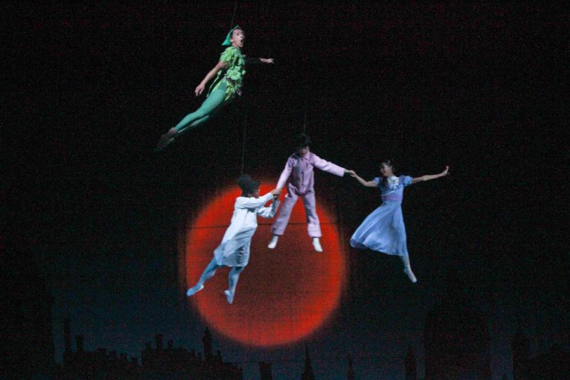 Clockwise from top: Jean Marc Cordero (Peter Pan), Rita Angela Winder (Wendy), Daniel Andes (Michael) & Victor Maguad (John). Ballet Philippines’ Peter Pan runs from December 4-13, 2015 at the Tanghalang Nicanor Abelardo of the CCP. Photo by Jude Bautista